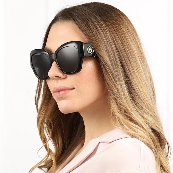 NEW AUTHENTIC GUCCI BLACK GREY SUNGLASSES GUCCI CAT EYE WOMEN SUNGLASSES - Picture 3 of 5